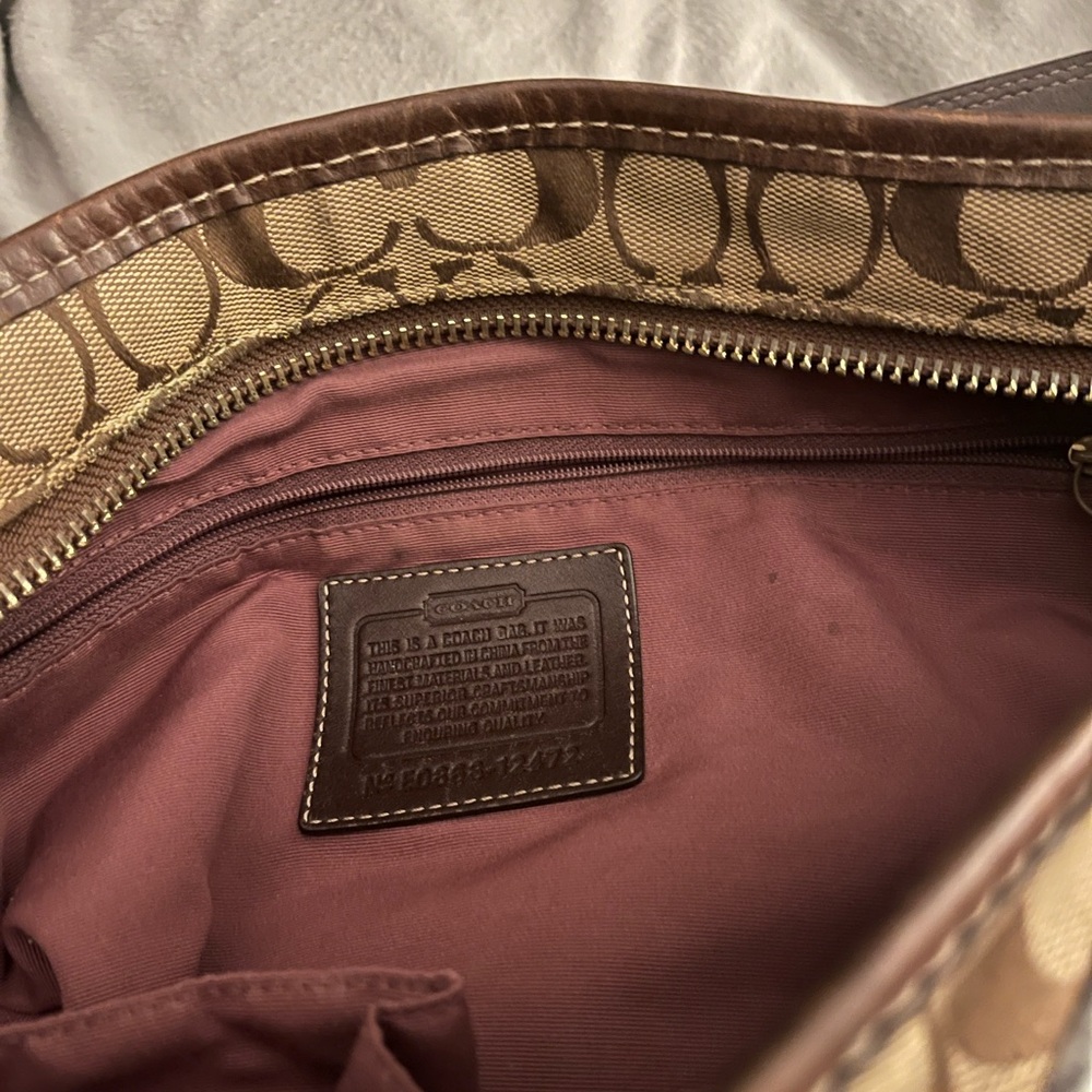 Coach Brown and Tan Signature Shoulder Bag - Picture 2 of 2
